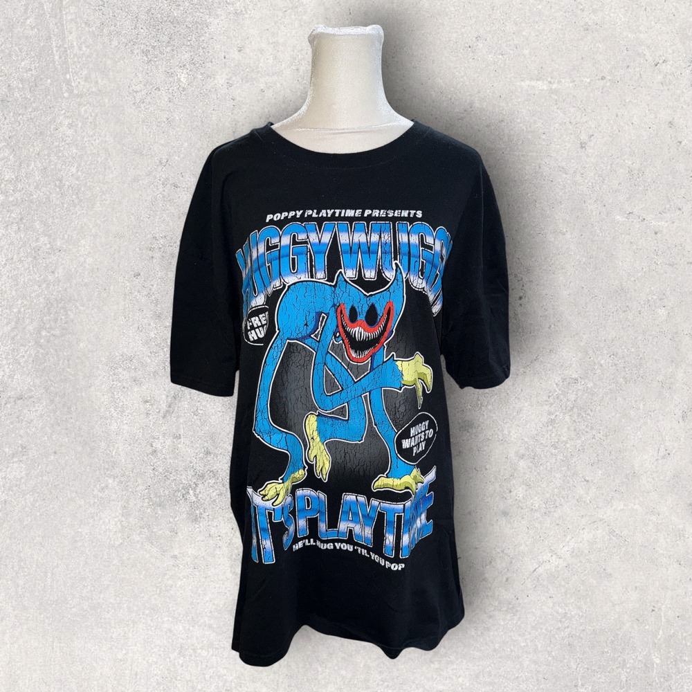 Poppy Playtime Huggy Wuggy Graphic T-Shirt Black Mad Engine XL Gamer Tee